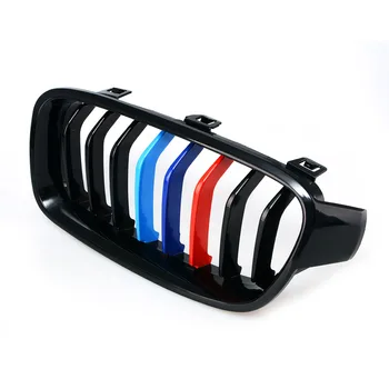 

3-Colored Sport Car Front Plastic Kidney Grill Bar Cover For BMW 3 Series F30 2013 2014 2015 8 Bars