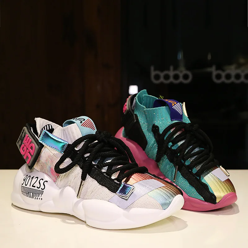 

DORATASIA New INS Hot Colorful Fabric Sock Sneakers Women 2019 Summer Fashion Plus Size 35-44 Dad Shoes Women Casual Shoes Woman