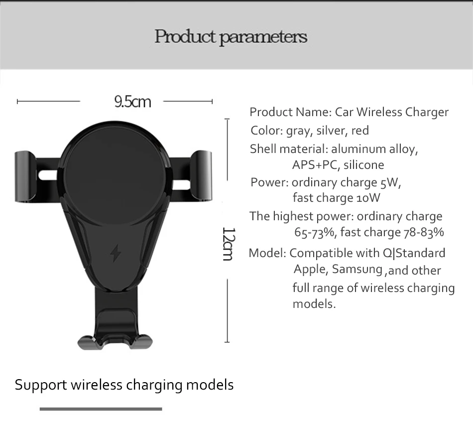 !ACCEZZ 2 in 1 Car Stand Quick Wireless Charger For iPhone 8 X Xiaomi HUAWEI Mount 360 Degree Sticky ABS Phone Wireless Charging (6)