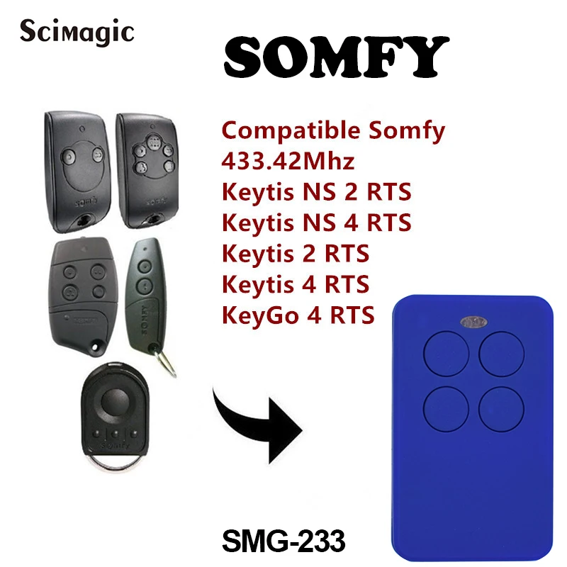

3pcs high quality SOMFY Keytis NS 2 RTS, Somfy Keytis 4 NS RTS replacement remote control 433,42Mhz rolling code free shipping