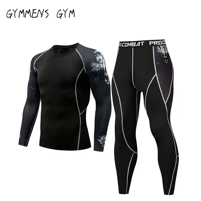 

New Compression Men's Sports Running Tights Suit Jogging Leggings Fitness Gym Clothing Sport Rashgard Sports Wear For Men Sets