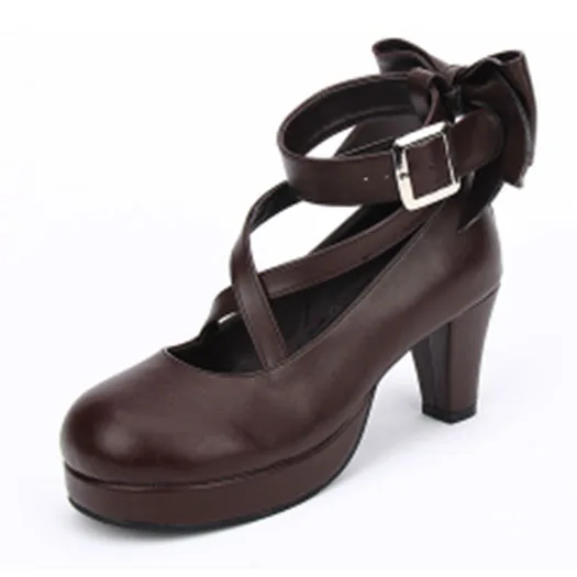 Lolita zapatos de tacón alto con correa cruzada para calzado de tacón grueso y rojo, con de talla grande Us 13, 12 44 punta redonda, 11 43| Zapatos de tacón de mujer| - AliExpress