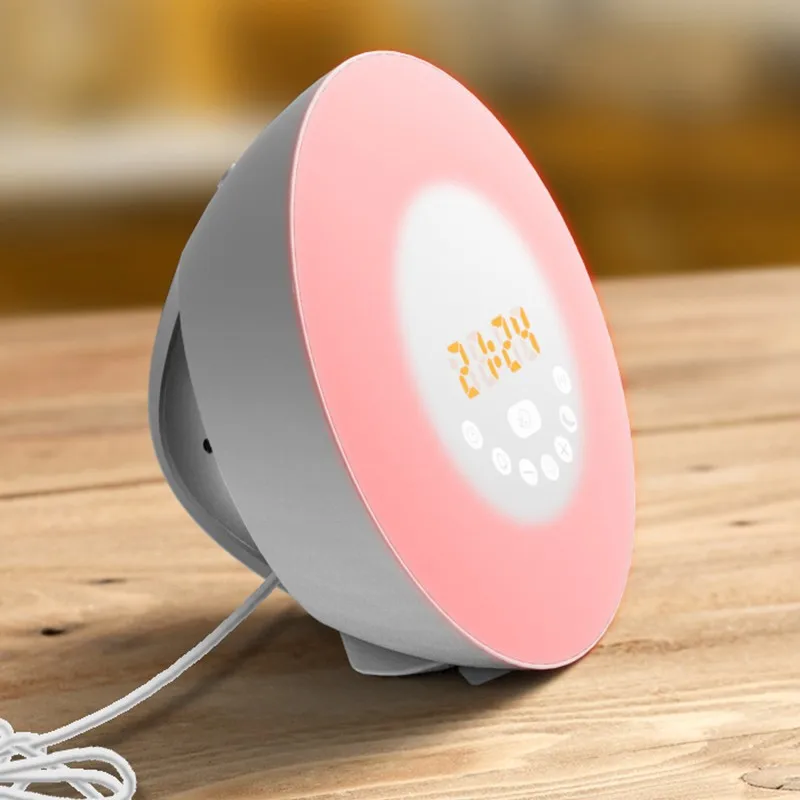 Будильник С восходом солнца, будильник, яркий светильник, имитация цифрового будильника, звук природы, FM радио, функция повтора сигнала, сенсорное управление