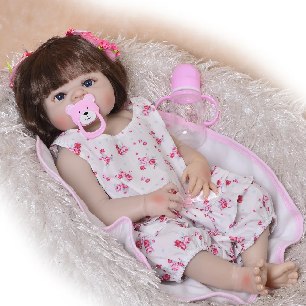 

Fashion 57 cm Silicone Reborn Baby Dolls Girl Realistic Princess Full Body Vinyl Handmade DIY Baby Toys Kids Playmates XMAS Gift