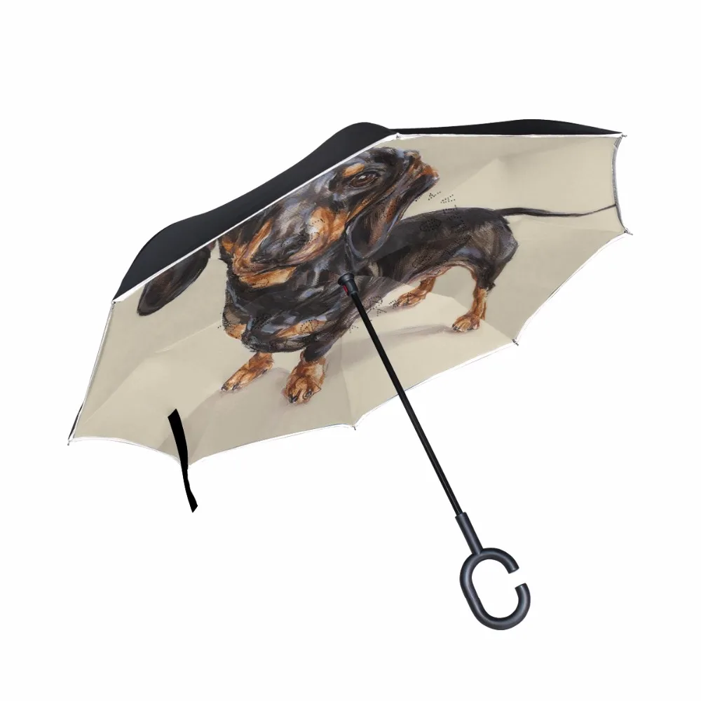 Longing-Dachshund-Dog-Print-Reverse-Umbrella-Male-Double-Deck-Inverted