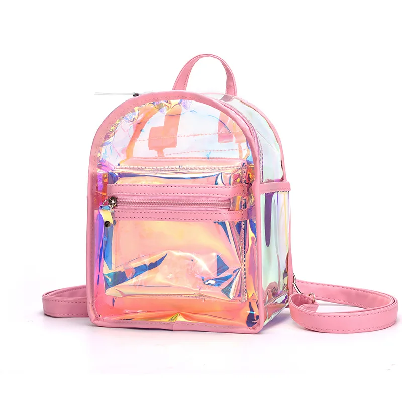 Mini mochila de PVC transparente para mujer, bolso escolar de gelatina para chicas adolescentes, mochila escolar con láser, bolso transparente