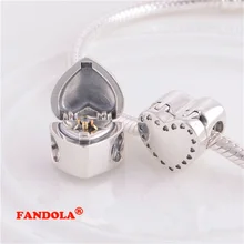 Подходит для Pandora шармы браслеты бусины в форме сердца с 14 K Позолоченные стерлингового серебра 925 ювелирные изделия