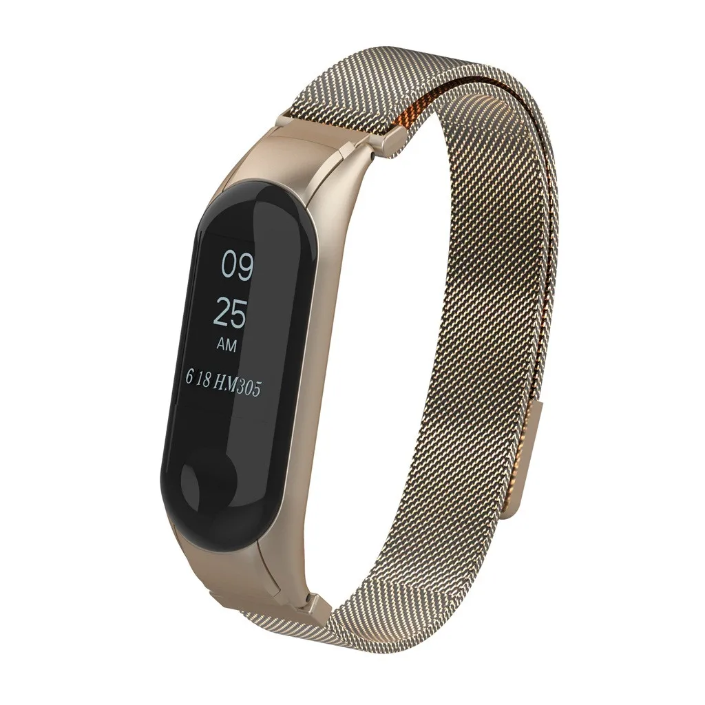 Ремешок для часов xiao mi band mi lanese с магнитной петлей, металлический браслет для Xiaomi mi Band 3, спортивные Нескользящие часы Q70