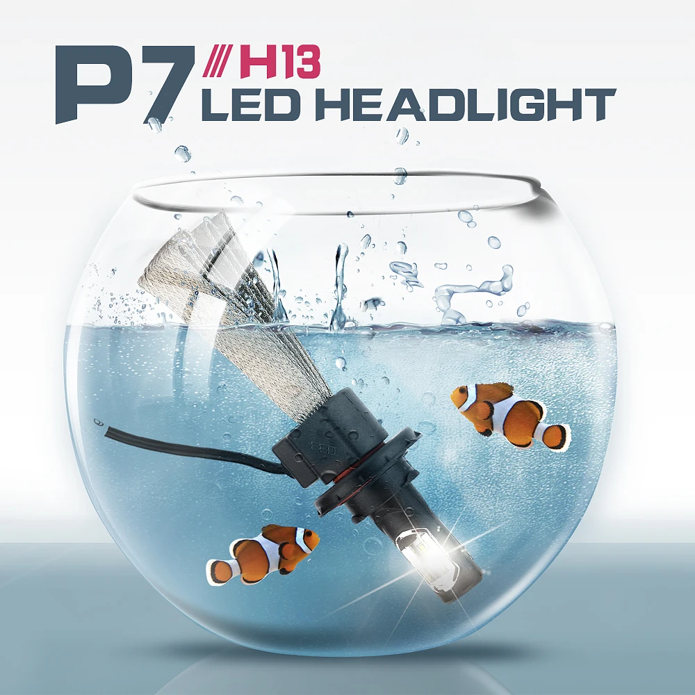 P7 turbo Ph-s чип с двумя типами света H4 9004/9007 H13/9008 Светодиодный светильник тумана 30 Вт 4800lm 6000 k 12-24 v автомобиль Напомним фара противотуманная фара Вождение лампы