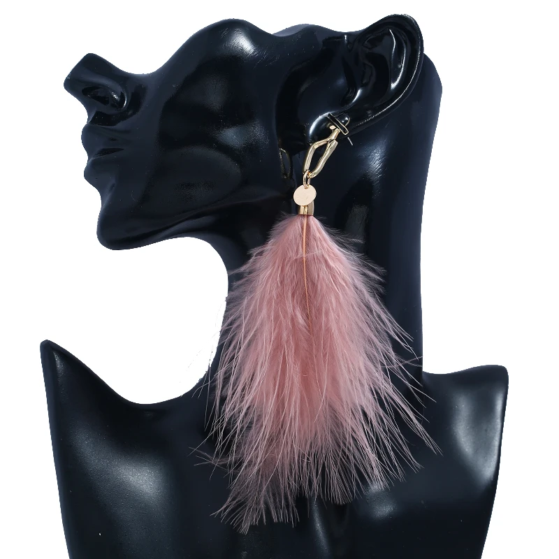 Fashion Simple Exquisite Women's Ornament Cutout Eardrop Classic All-match Feather Tassel Earrings Marriage Engagement Jewelry