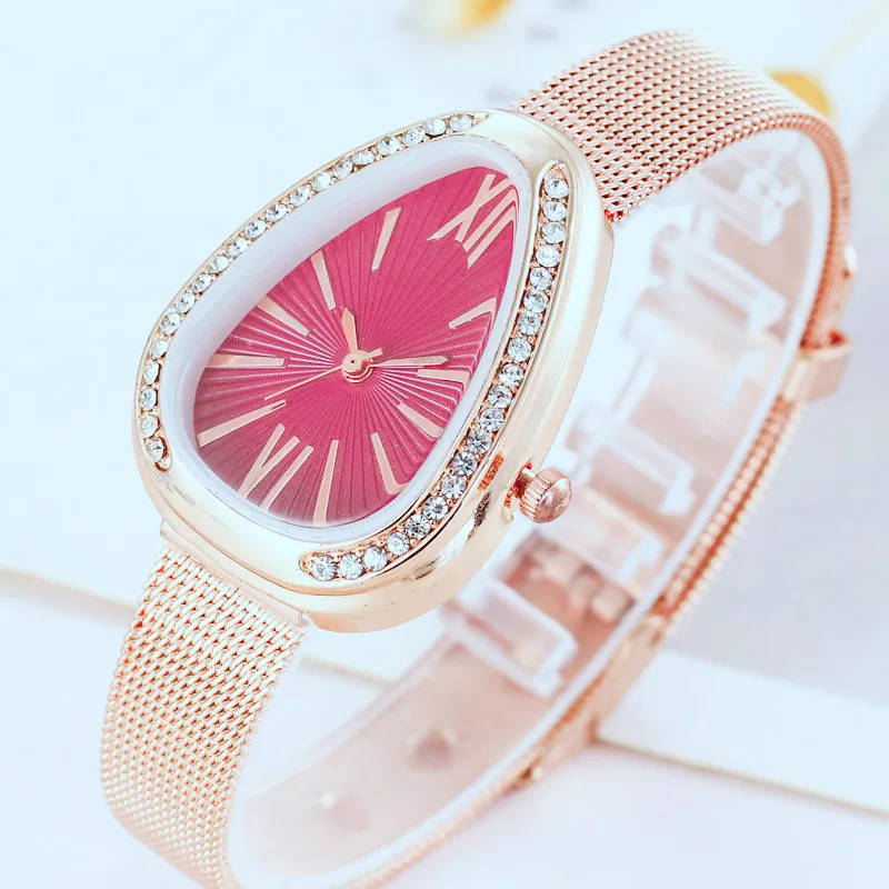 

New Fashion Ladies Creative Dripping Quartz Diamond Watch Stainless Steel Mesh Belt Fashion Watch Multi-color Optional