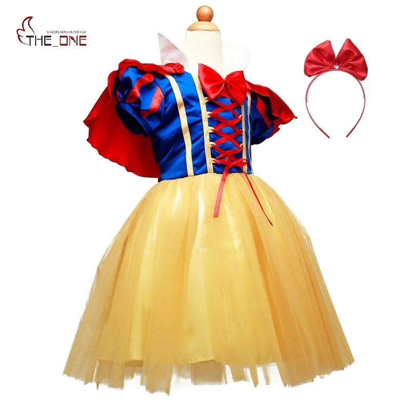 MUABABY Girls Snow White Dress Up Clothes Girl Short Sleeve Princess Costume with Cape Hallowee Kids Cosplay Party Bow Dresses цена MUABABY Girls Snow White Dress Up Clothes Girl Short Sleeve Princess Costume with Cape Hallowee Kids Cosplay Party Bow Dresses цены онлайн