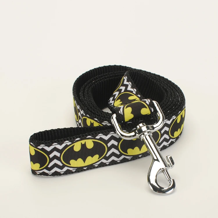 Одиночный поводок для собак, ошейник для собак, ремень безопасности, брелок для ключей, 1 дюйм волнистая лента с рисунком Бэтмена