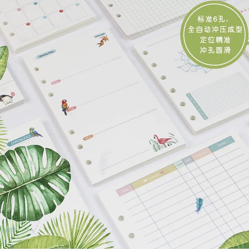 

45sheets A6 Colored Spiral Notebook Refills 6 holes Paper for Filofax Planner Inner Pages School Office supplies