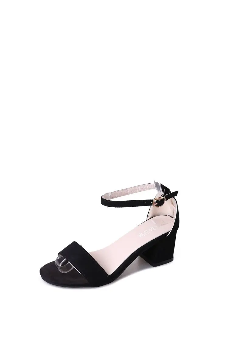 

One-button buckle with sandals female 2019 summer new small fresh high-heeled shoes simple student Roman female shoes tide