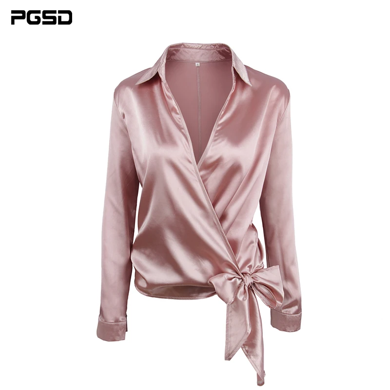 

PGSD Spring summer Office Lady solid V-collar sexy Long Sleeve Short Pink Chiffon Shirt female Cardigan Fashion women clothes