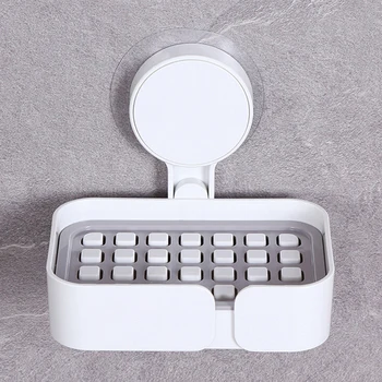 

High Quality Plastic Soap Holder Soap Dish Soap Box No Drilling Simple Suction Cup ABS Bathroom Accessories