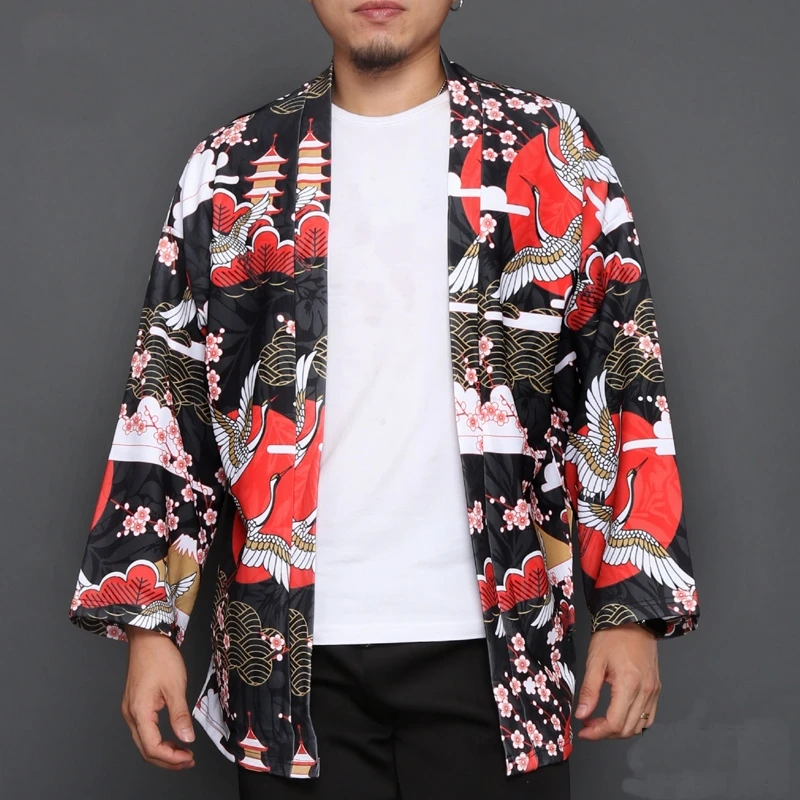 Haori yukata мужской японский кардиган кимоно костюм самурая рубашка куртка haori