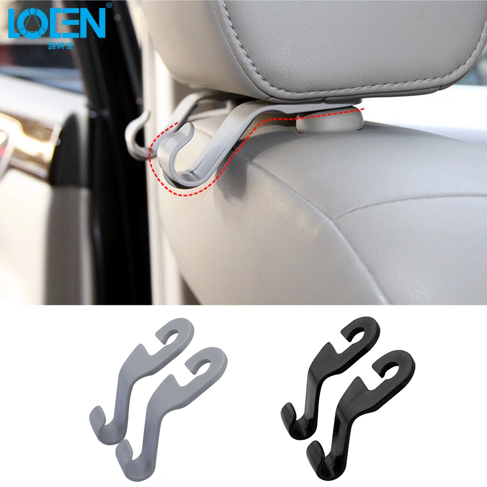

LOEN 2PCS Car Fastener Clip Seat hook Hanger Purse Bag Holder Organizer Holder Car Interior Accessories Bags Auto Portable