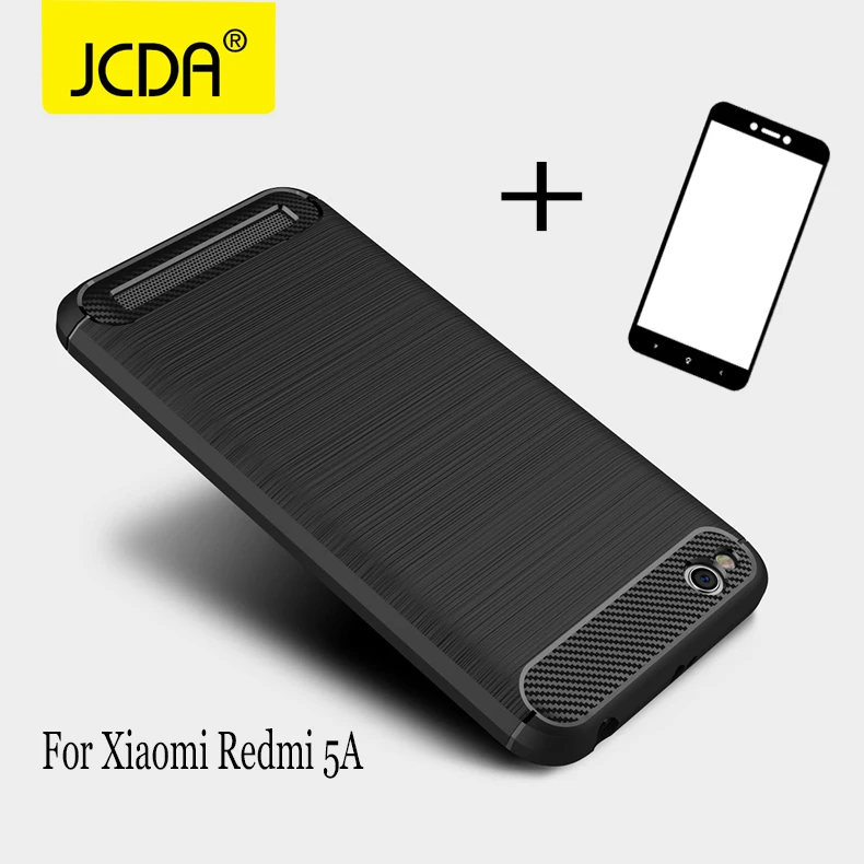 Case For Xiaomi Redmi 5A Cover Silicone Soft Carbon Fiber glass tempered case |