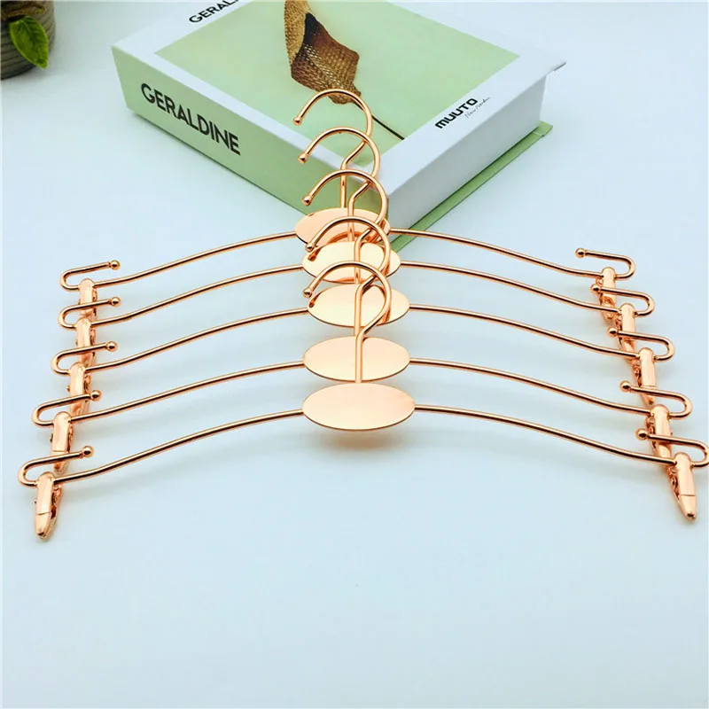 

100pcs/lot Rose Gold Metal Clothes Hanger with Clothespins Clip Bra Underwear Lingerie Panties Drying Rack Hanger Hook