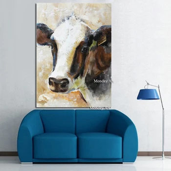 

Artist Hand-painted High Quality Strong cow Oil Painting on Canvas Modern Dragonfly Cow Pictures Oil Painting