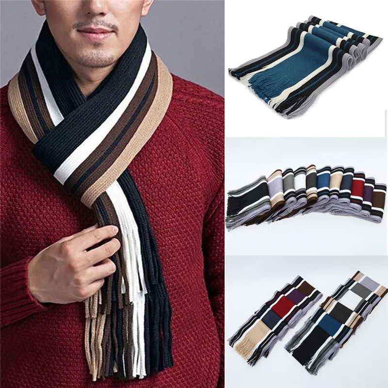 2018 Winter Warm Blanket Scarf for Men Cotton Knitted Long Cashmere