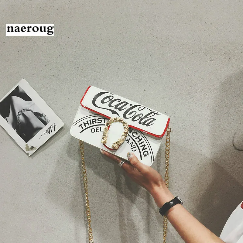 

Girl Women's Popular White Flap Wide Shoulder Straps Bag Patent Leather Letter Bag Crossbody Shoulder Bag Sac A Main Bacchus Bag