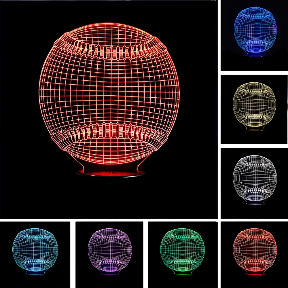 New MLB Baseball 3D Light Hat Sporting Lighting 7 Color Changing LED Night Touch Desk Table Lamp Child Kids Sleeping Gifts | Освещение
