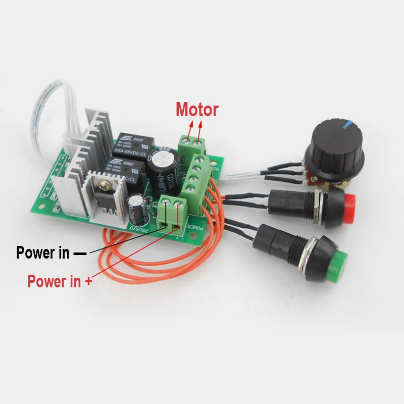 Regolatore di velocità PWM 6V/12V/24V 10A per motori DC con auto-reset e controllo avanzamento/retromarcia per attuatori lineari - immagine 2