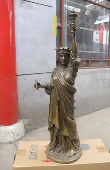 

31"Western Bronze Copper classical Statue of Liberty Goddess Art Sculpture