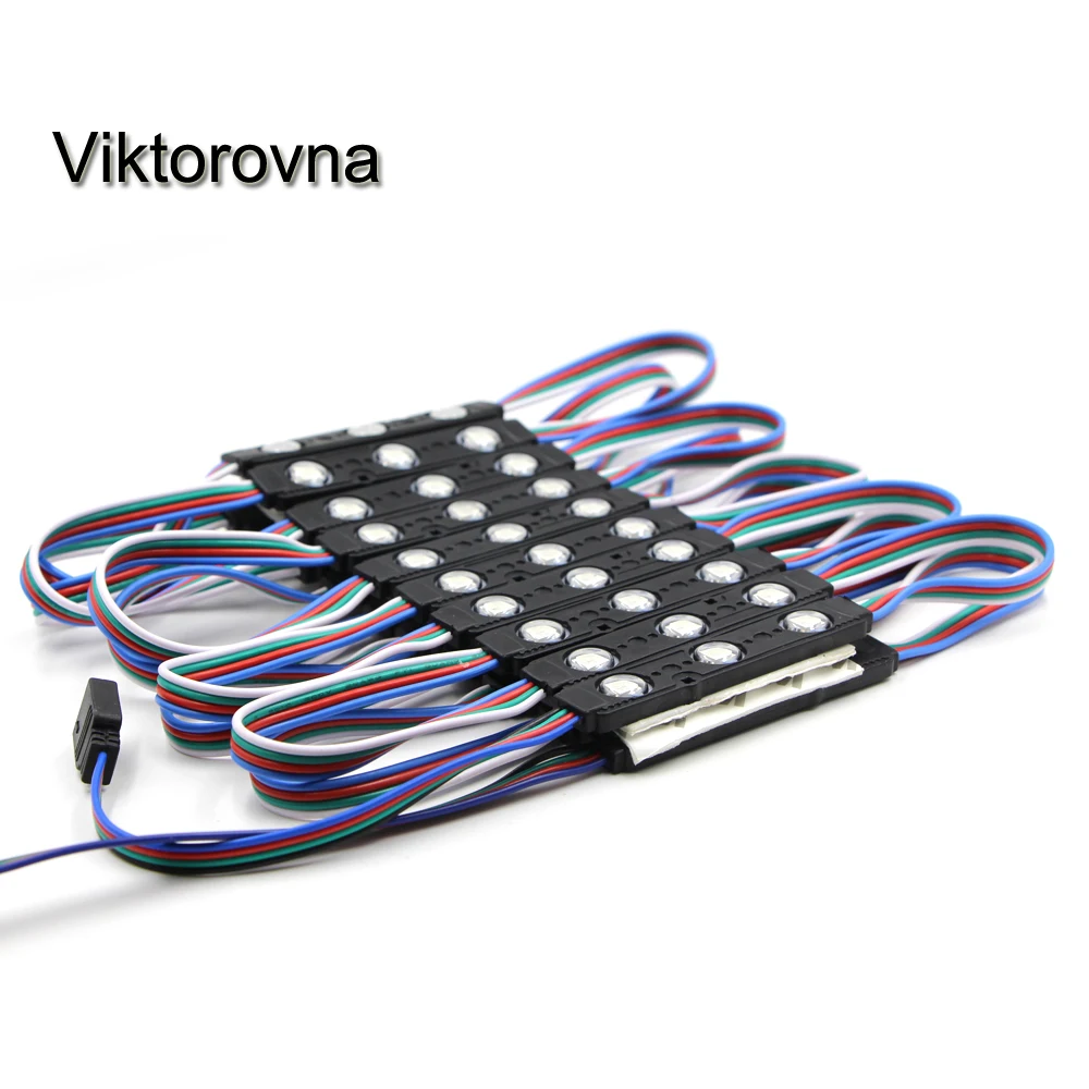 

20pcs SMD 5050 Led Module light RGB 3leds Injection DC 12V store front window decoration Lamp 3M tape Injection Strip Light