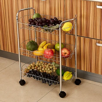 

Smartlife Multi Function Three Layer Kitchen Rack, Pulley, Mobile Cart, Bathroom, Sundry Storage Rack, Vegetable Rack.