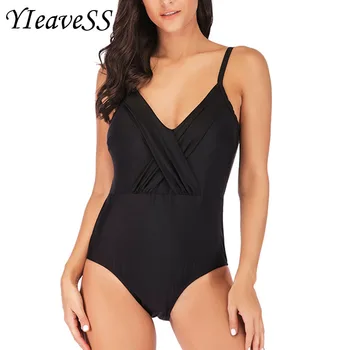 

2019 New Plus Size One Piece Swimsuit Sexy Solid Swimwear Women Bathing Suit Beach Backless Monokini Push Up Swimsuit Female