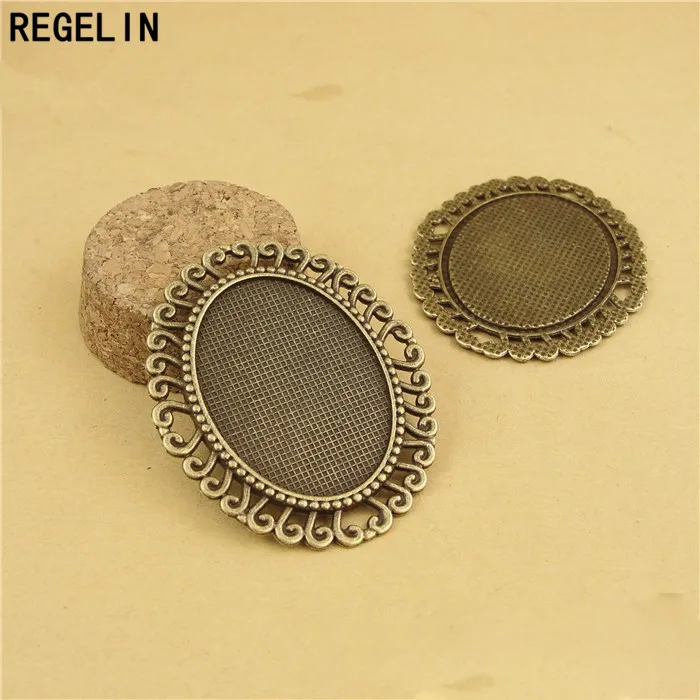 

REGELIN Antique Silver Plated Alloy Cameo 30*40mm Oval Cabochon Settings 5pcs/lot Jewelry Findings & Components Accessories