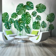 Papel tapiz 3d personalizado simple hojas verdes fondo estilo acuarela pared - seda material impermeable Papel tapiz 3d personalizado simple hojas verdes fondo estilo acuarela pared - seda material impermeable