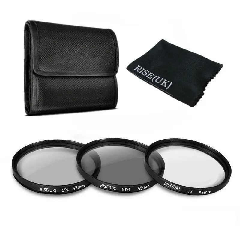 55mm UV CPL ND 4 ND4 Circular Polarizing ND Lens Filter Kit For Sony