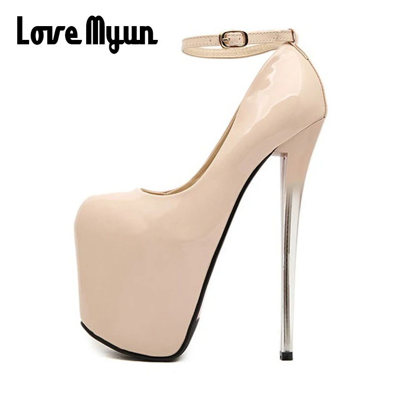 Sexy Round Toe super High Heels Shoes Woman Wedding Party Shoes 19 16 22CM BIG 43. Ladies Thin Heels Pumps Platform NN-91