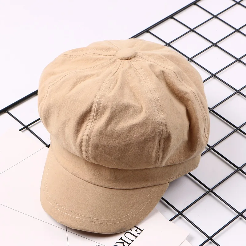 

2019 Spring and Summer Ladies Cute Octagonal Caps Cotton Solid Color Painter Cap Women's Fashion Accessories Hats Casual Visor