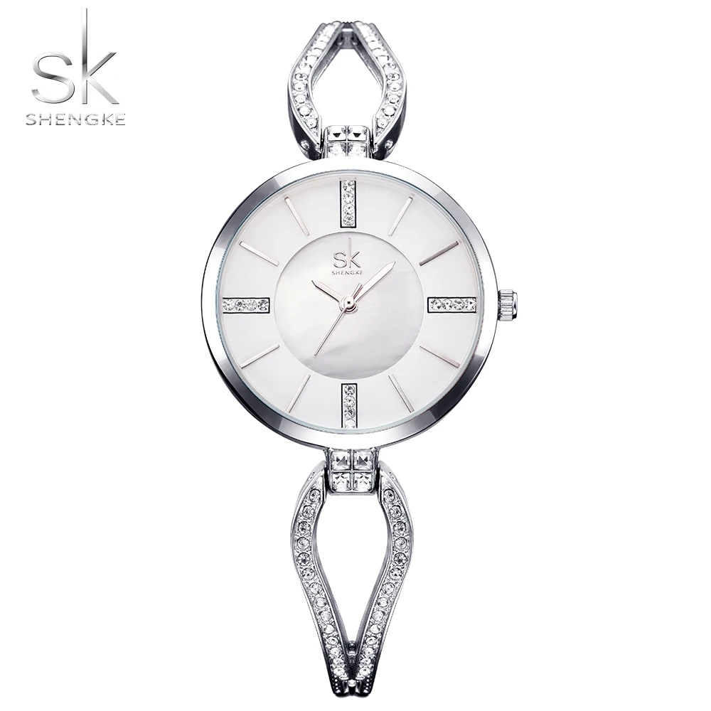 

Shengke Unique Bracelet Watches Crystal Dial Woman Watches 2017 Brand Luxury Fashion Quartz Clock Gold Luxury Women Wristwatch