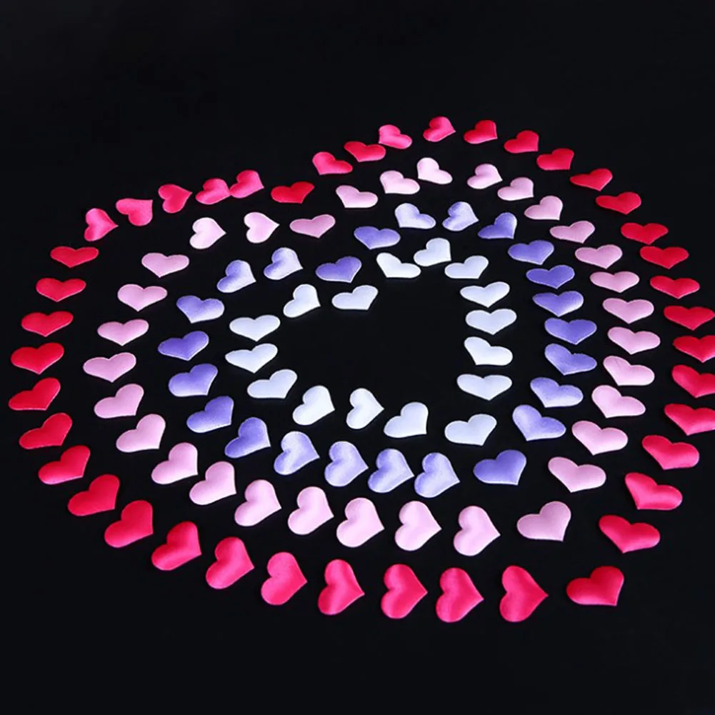 

100Pcs 20mm Romantic Sponge Satin Fabric Heart Petals Wedding Confetti Table Bed Heart Petals Wedding Valentine Decoration