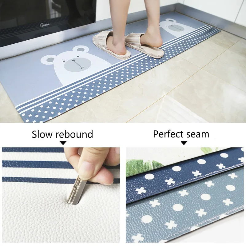 Cross-border ins kitchen mat carpet Nordic leather mat oil-proof waterproof bedroom long domestic massage pvc mat