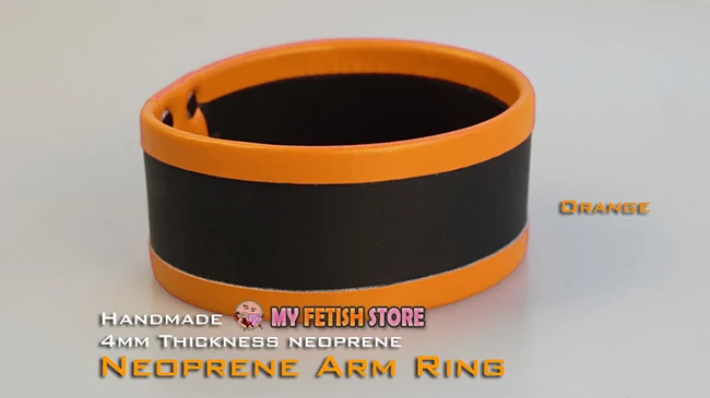 (RD1122) роскошные настроить ручной работы 4 мм толщина неопрена руку кольцо оранжевый фетиш одежда