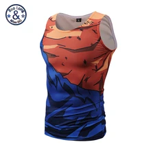 Для мужчин 3D аниме Kakarotto Гоку без рукавов Футболка Dragon Ball майка Бодибилдинг Для мужчин S Костюмы сжатия рубашка Летняя майка