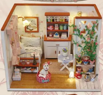 

New Miniature Doll House Casa De Boneca Model Building Kits Wooden Furniture Toys DIY dollhouse--Because of you