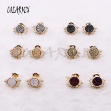10 пар носков разного Druzy серьги-гвоздики geode камень половина Солнечный бусы ручной работы ювелирные изделия из жемчуга для женщин ювелирных изделий для женщин 3913