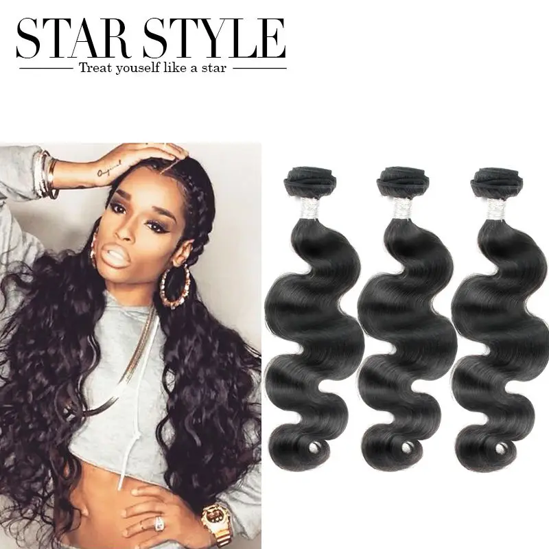Star Style Hair Brazilian Virgin Hair Body Wave 7A Grade 3pcs Hair Extenstions MalibuDollface Brazilian Hair weave Free Shipping