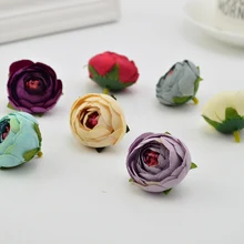 30 шт. дешевый искусственный цветок для свадебного украшения автомобиля тычинки ручной работы DIY ВЕНОК Конфеты Подарочная коробка Шелковый цветок чай Роза голова