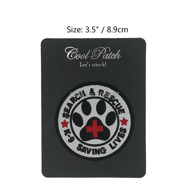 

3.5" Search & Rescue K-9 Saving Lives Working Dog Service Dog K9 Iron On Patch Tshirt TRANSFER APPLIQUE Rock Punk Badge