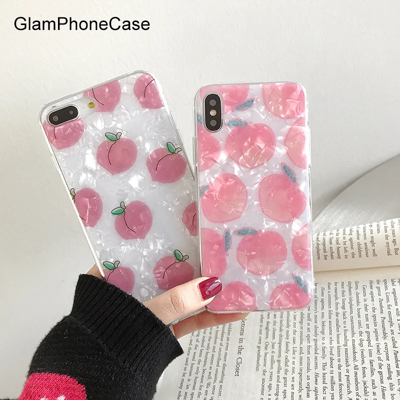 GlamPhoneCase фристиллярный розовый персиковый чехол для телефона iPhone X XS Max XR мягкий из